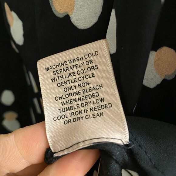 PHILOSOPHY black print Sheer Flowy Blouse Top cuffed sleeves XS - Picture 11 of 11